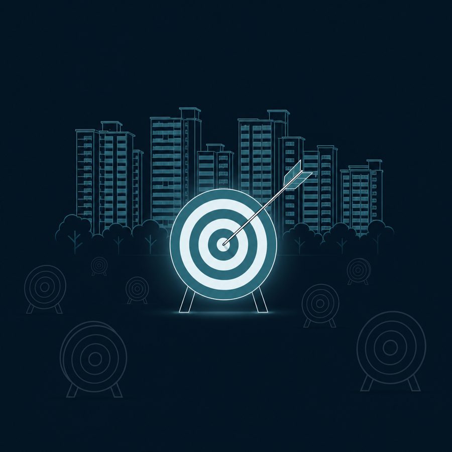 One sharp angle: a single arrow in the centre of a target